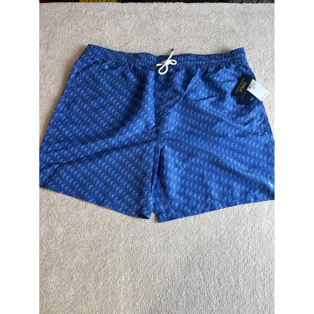 001 Polo Ralph Lauren Mens Swim Trunks 3XLT Blue Marlin Print Big & Tall NWT